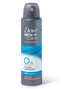 Dove deodorant spray clean comfort 0%
