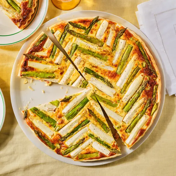 Aspergequiche met pancetta en gruyère