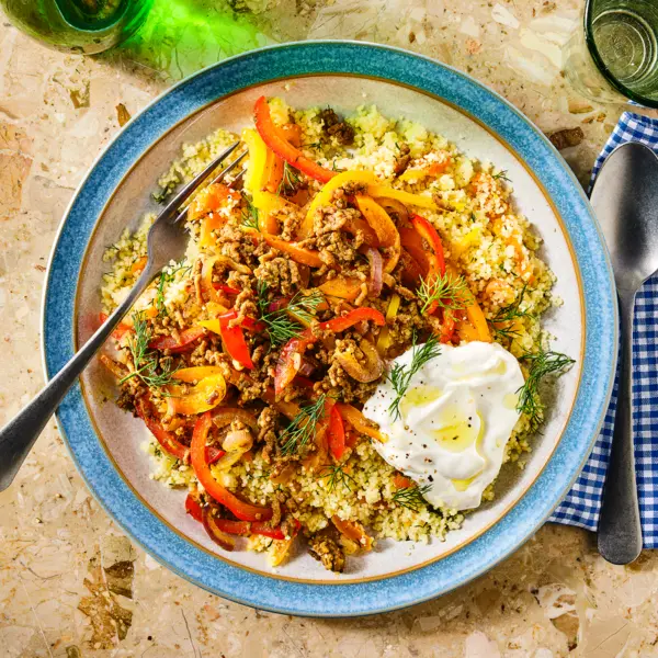 Couscous met gehakt en citroenyoghurt