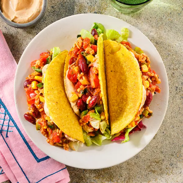 Crispy taco's met kip en crème fraîche