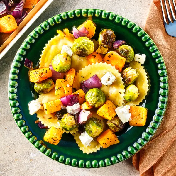 Pompoenravioli met ovengroenten