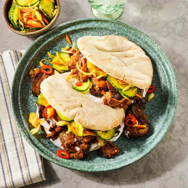 Indo stijl aubergine-pita