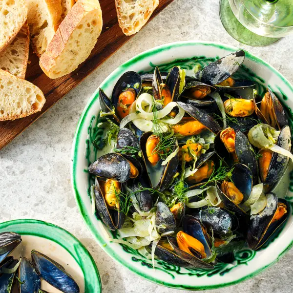 Mosselen met venkel in dragon-roomsaus