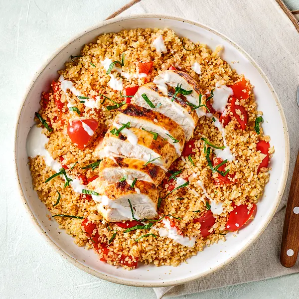Bloemkoolcouscous met tandoorikip