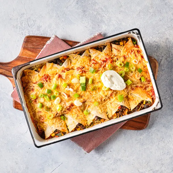 Enchilada's met zwarte bonen en zure room
