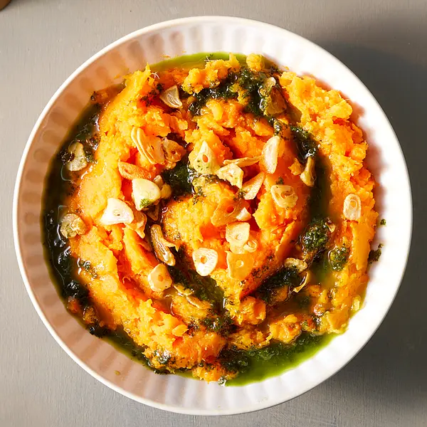 Puree van wortel en zoete aardappel