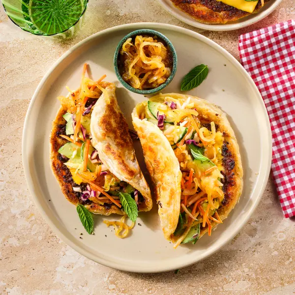 Paratha smashburger met mangochutney