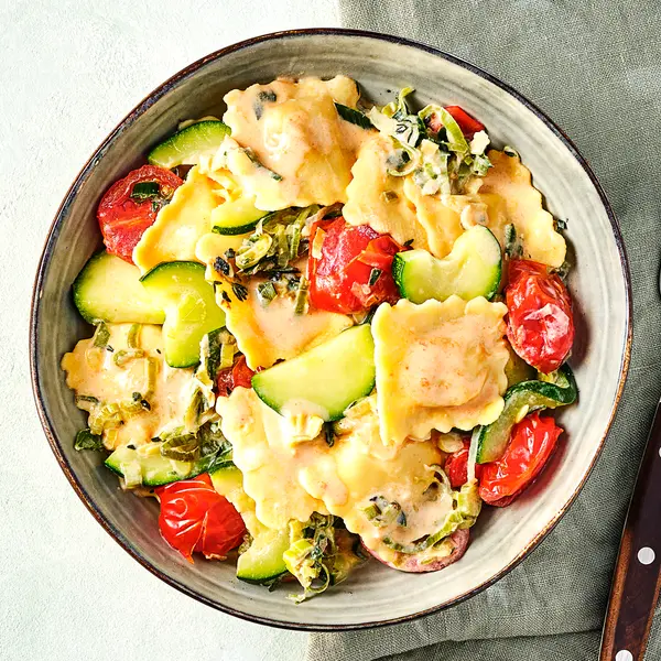 Romige ravioli met courgette