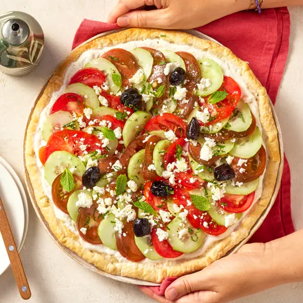 Griekse salade-plaattaart