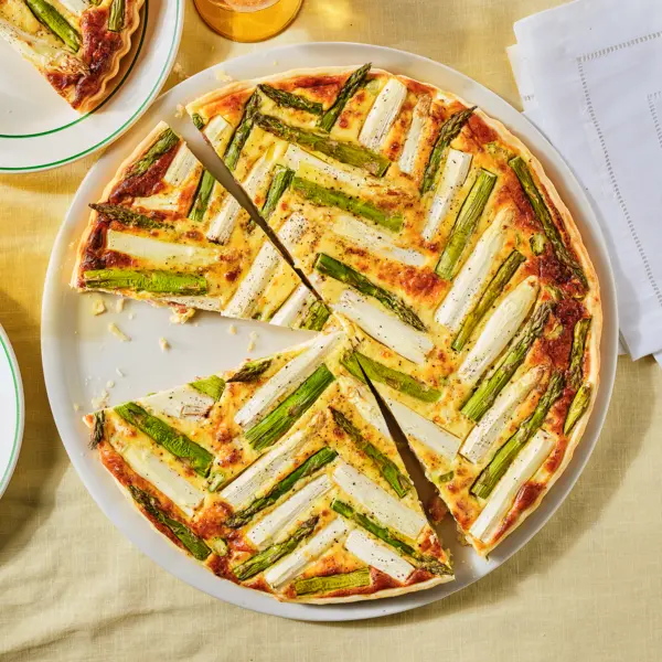 Aspergequiche met pancetta en gruyère