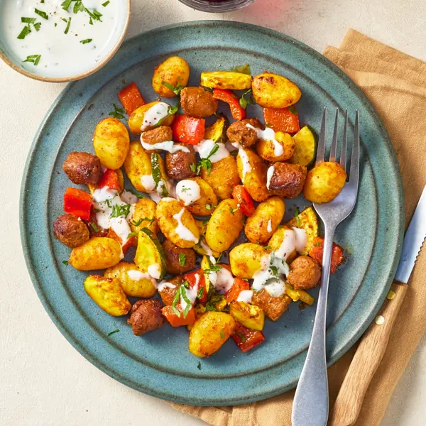 Knapperige gnocchi met merguez uit de airfryer