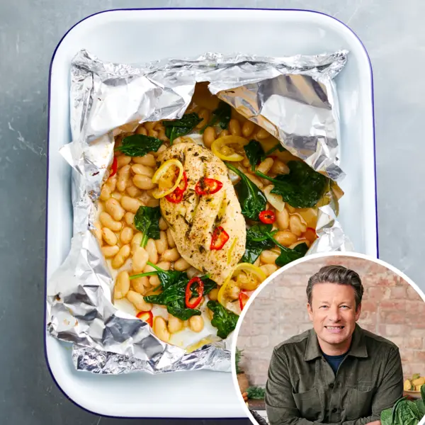 "Chicken in a bag" met limabonen, spinazie en citroen