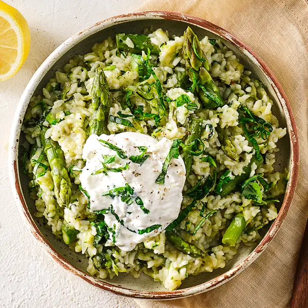 Risotto verde met burrata