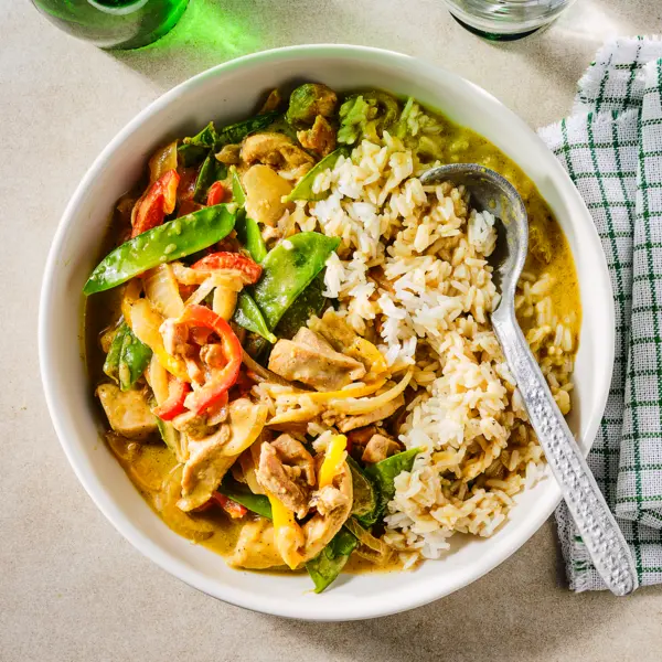 Groene curry met kip en rijst