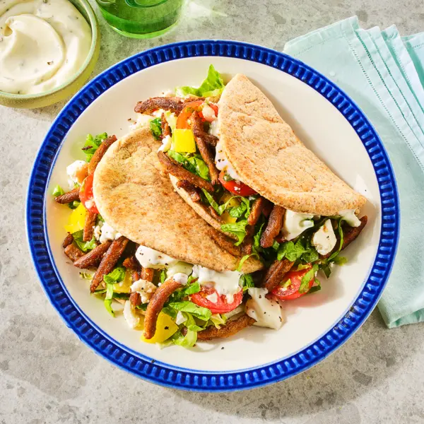 Flatbread vegashoarma met andijviesalade en feta