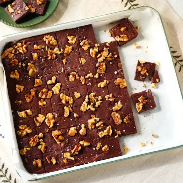 Karamel-zeezout chocoladefudge