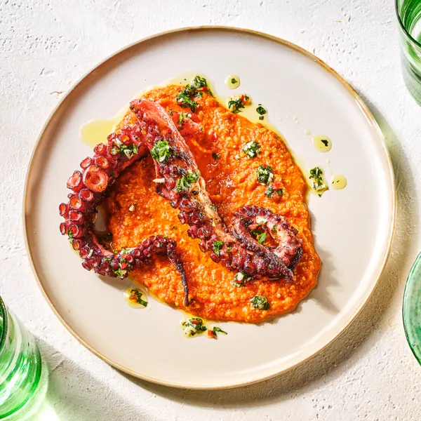 Pulpo met romesco en chimichurri