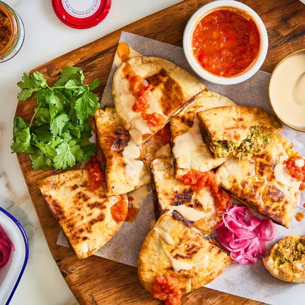 Shoarma-arayes met lamsgehakt en frisse dip