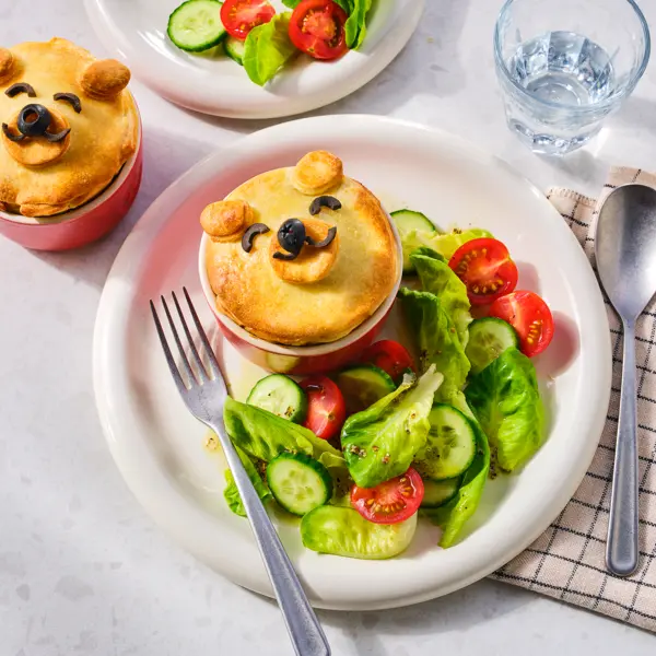 Teddybeer calzone met groene salade