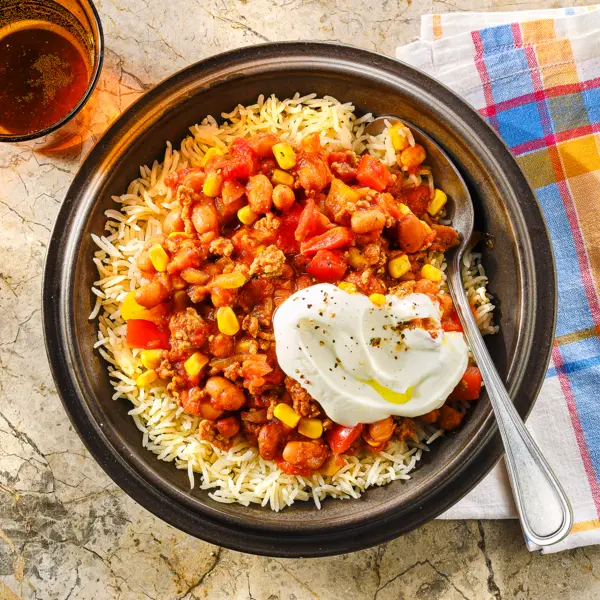 Chili con carne met bruine bonen
