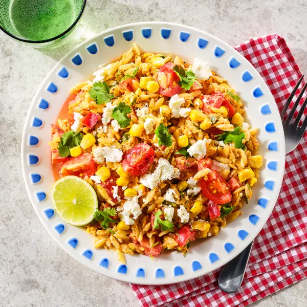 Orzosalade Mexicaanse stijl met cheddardressing