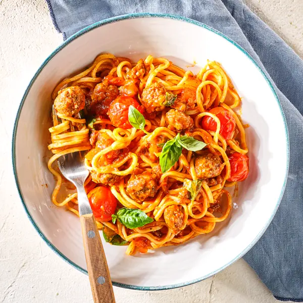 Snelle spaghetti met gehaktballetjes