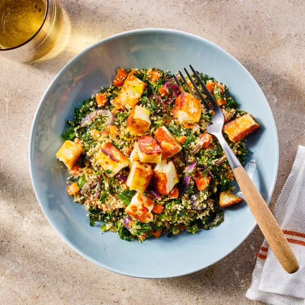 Couscous met halloumi en wintergroenten