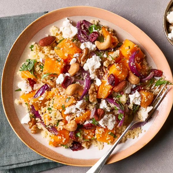 Couscous met geroosterde pompoen en geitenkaas