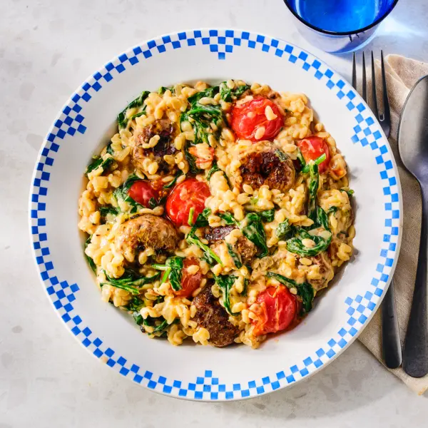 Romige orzo met gehaktballetjes