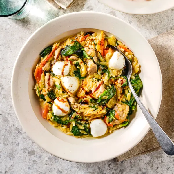 Eenpansorzo kip-pesto met mozzarella