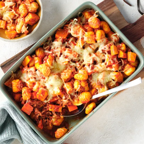 Gnocchi-pompoenschotel met gehakt