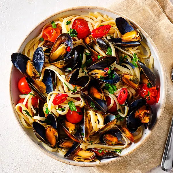 Linguine met mosselen