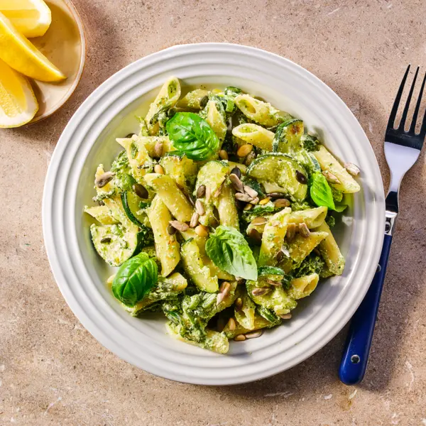 Penne met snijbonen en courgette