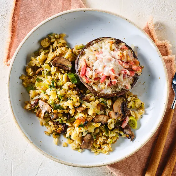 Orzo uit de oven met portobello
