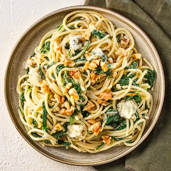 Spaghetti met gorgonzola en spinazie