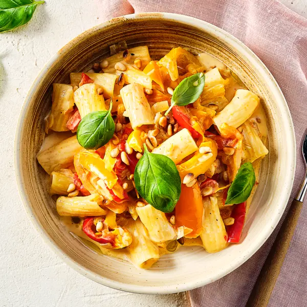 Rigatoni in romige paprikasaus