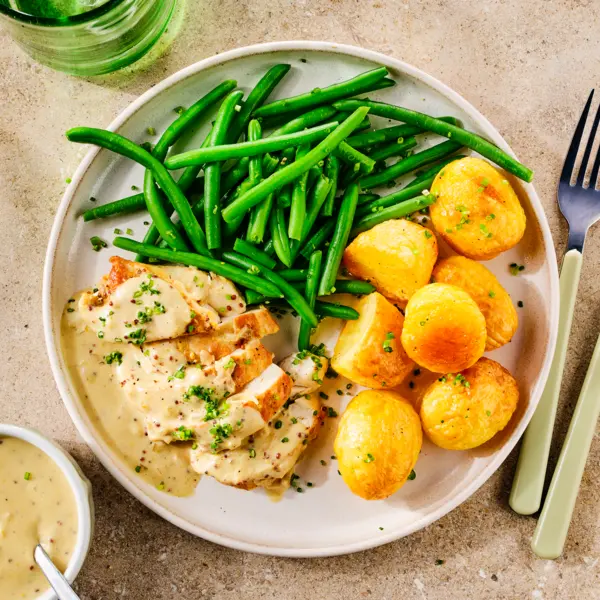 Romige kipfilet met boontjes en aardappels