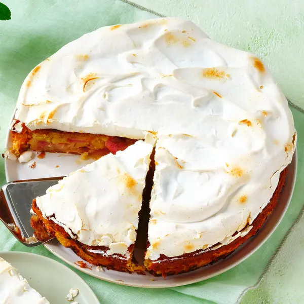 Rabarbertaart met krokante meringue