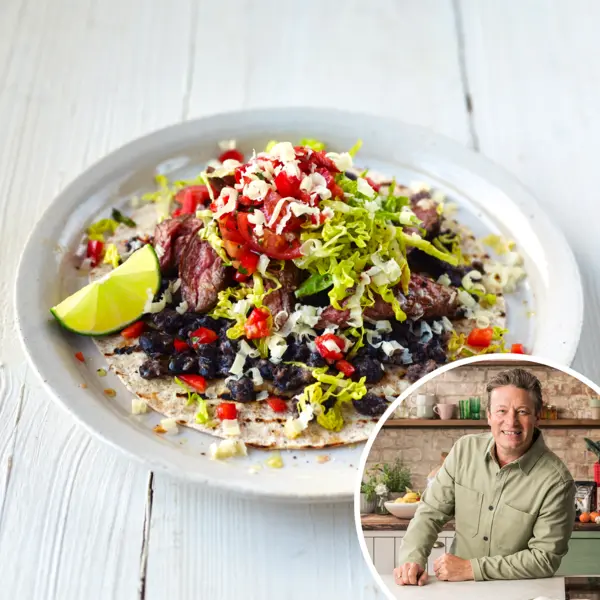 Steakburrito's met zwarte bonen en tomatensalsa