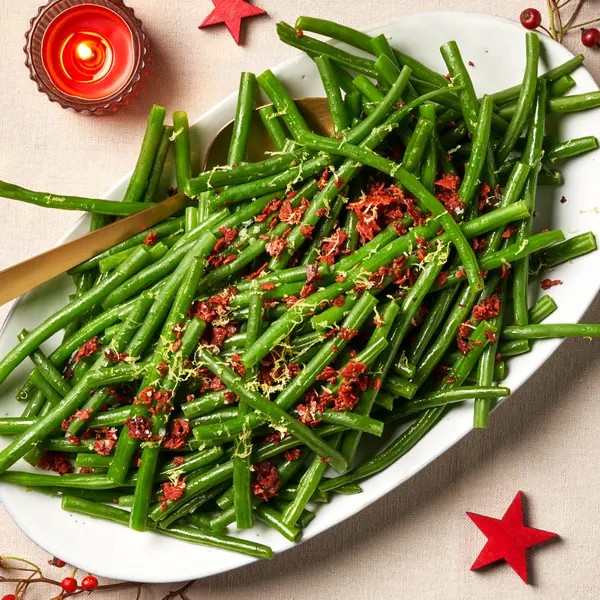 Haricots verts met krokante chorizo