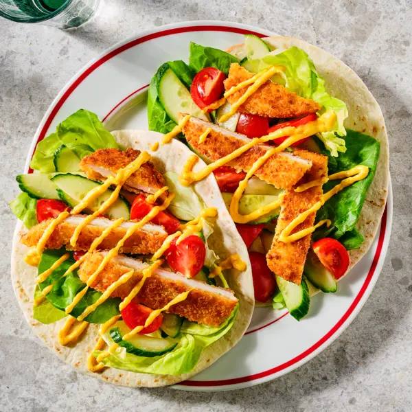 Kipschnitzelwraps met joppiesaus