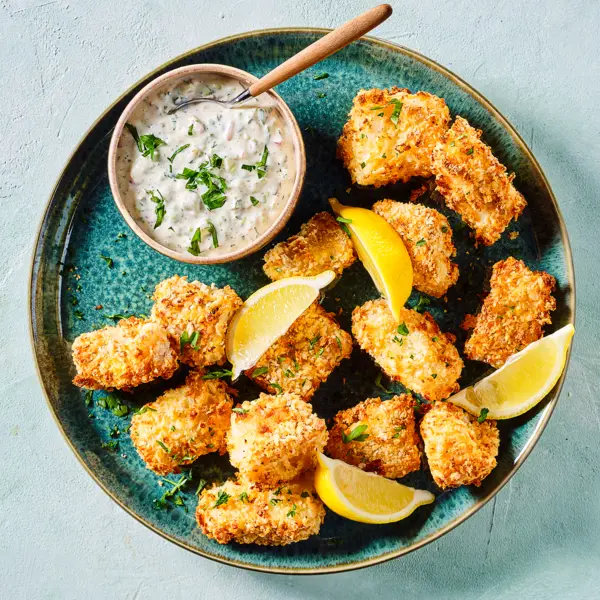 Krokante vis uit de airfryer met remouladesaus