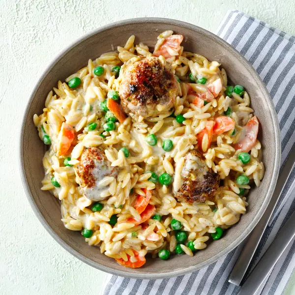 Romige eenpansorzo met gehaktballetjes