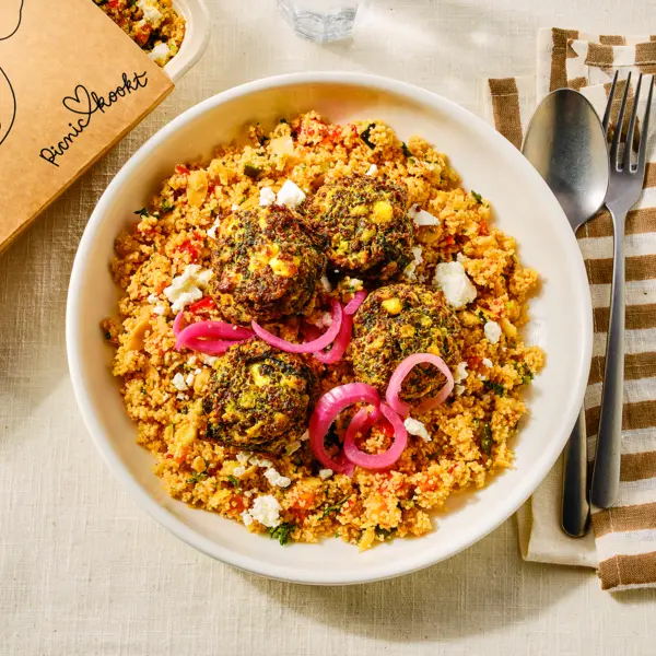 Couscous met fetaballetjes