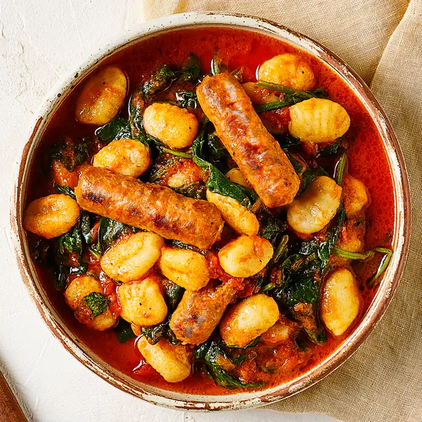 Gnocchi met merguez en spinazie