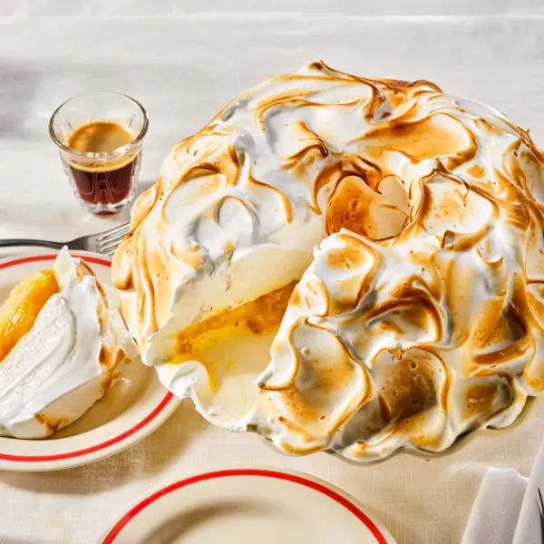 Citroen-meringue baked Alaska Tulband