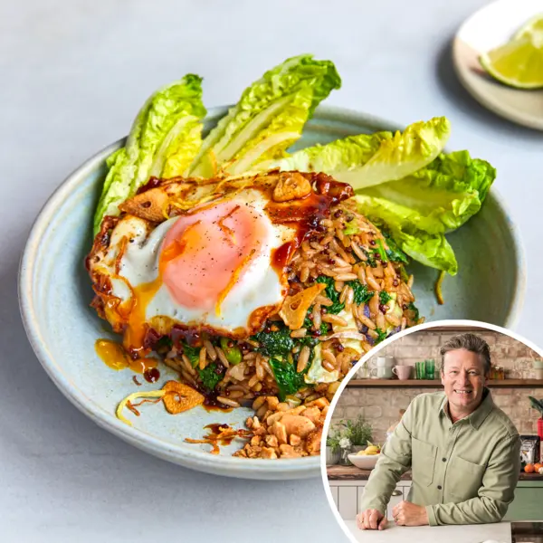 Veggie fried rice met hoisin-ei