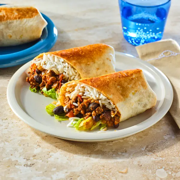 Burrito's met rijst, gehakt en bonen