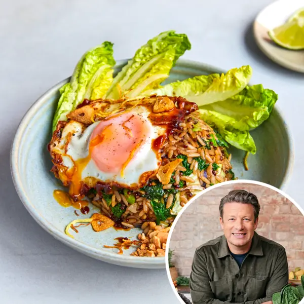 Veggie fried rice met hoisin-ei