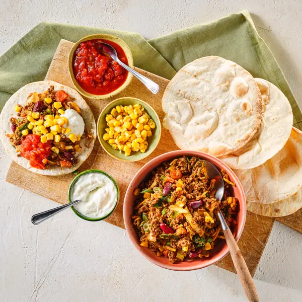 Snelle tostada's met gehakt